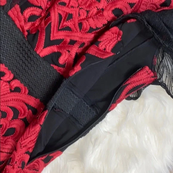 Foxiedox Red and Black Embroidered Dress Sz 2 New! - Picture 13 of 16